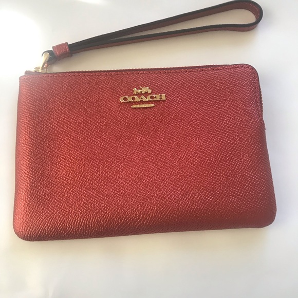 Coach Handbags - MWT Rustic Red/Orange Coach Wristlet